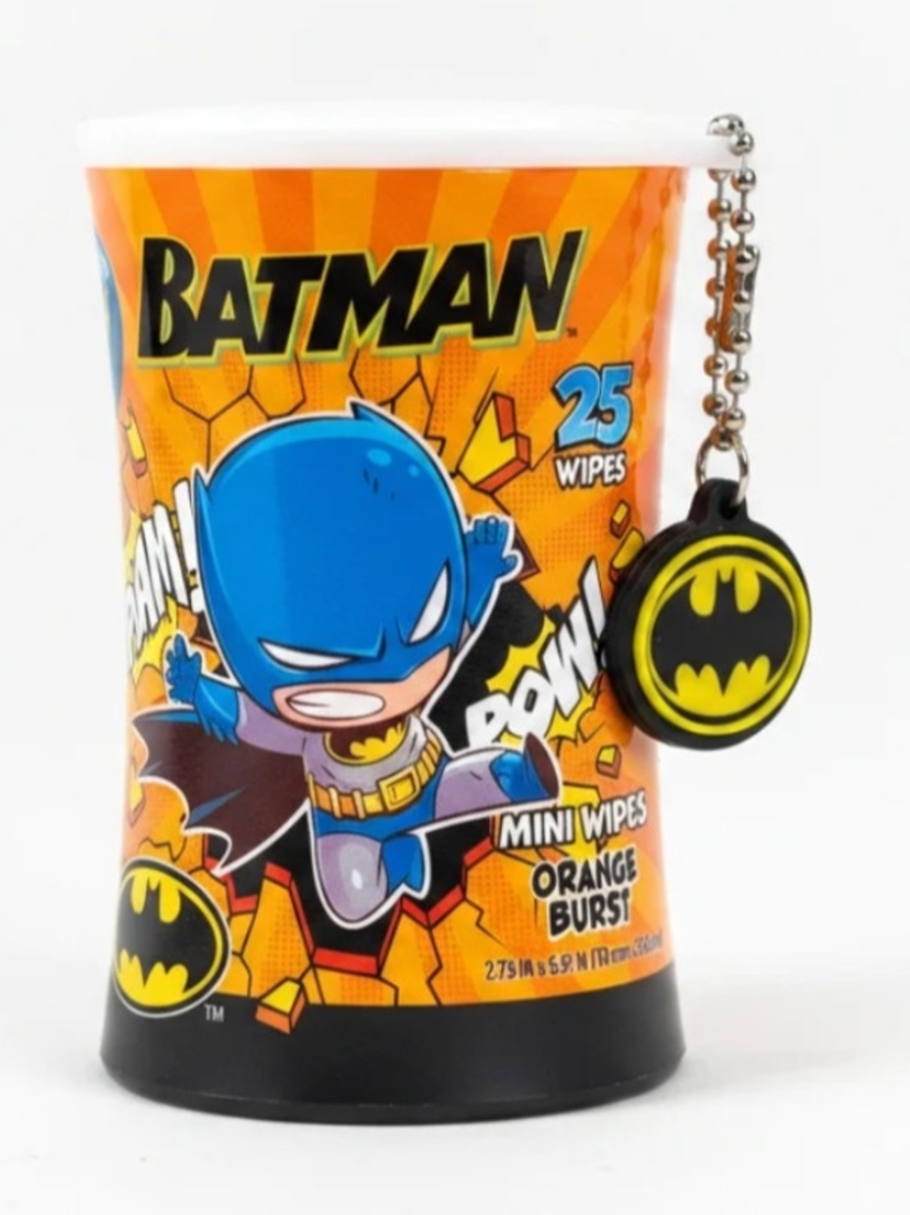 🟢 New Batman Kids Orange Burst Mini Wipes - 25 Count